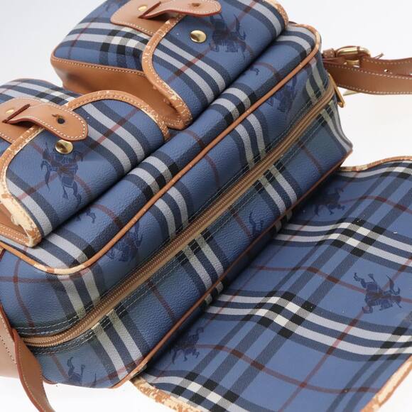 Burberry Nova Check Shoulder Bag Pvc Leather Blue Gold - Picture 7 of 16